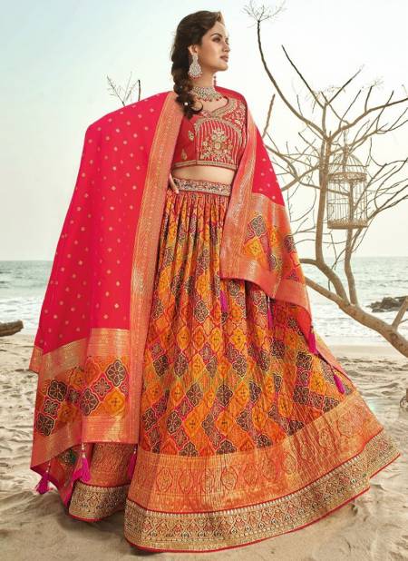 Red And Yellow Colour ROYAL 25 Pheavy Designer Festive Wear Banarasi Silk Lehenga Collection 1006